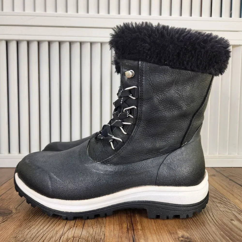 Muck Boot Apres Lace Up Artic Grip Women's 6 Black Waterproof Vibram Snow Boots